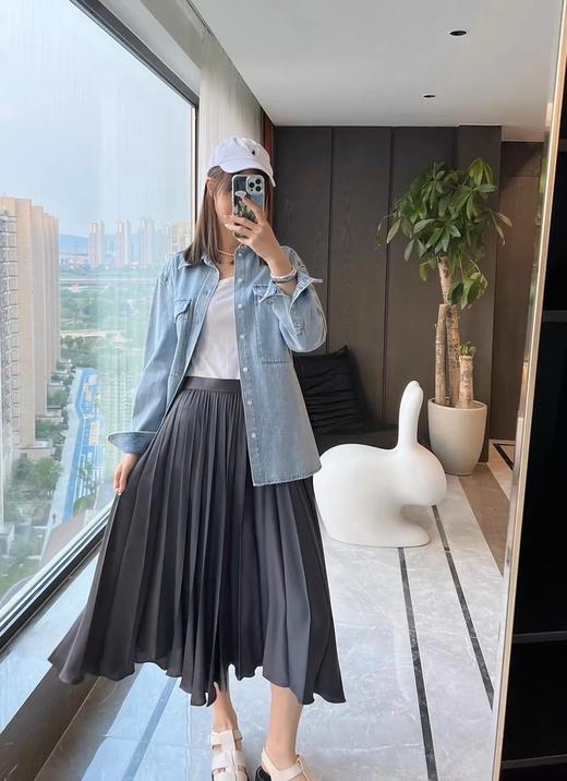 【高品质私服】【CC流光缎面扇形不规则百褶裙】柔和靓丽 视觉上倍感高级G0836-CC【无标出货 介意慎拍】 商品图3