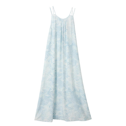 玳莎印花真丝吊带裙2025年夏季新款清新休闲系带收腰桑蚕丝连衣裙  FB35007 商品图4