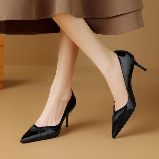 【预售5天】气质高跟鞋细跟尖头，米白色职业工作通勤单鞋HY&M815-1 商品图0