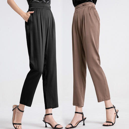 「高货oyg」全新升级【铂金会员339/天猫459/差价120】(02731)洛诗琳2025夏季新款重磅真丝高腰小脚裤哈伦九分裤女 商品图0