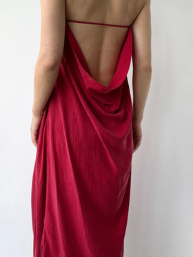 ranyepersonal｜抹胸铜氨红色连衣裙 [ 红TOUCH24DR06-3 ]