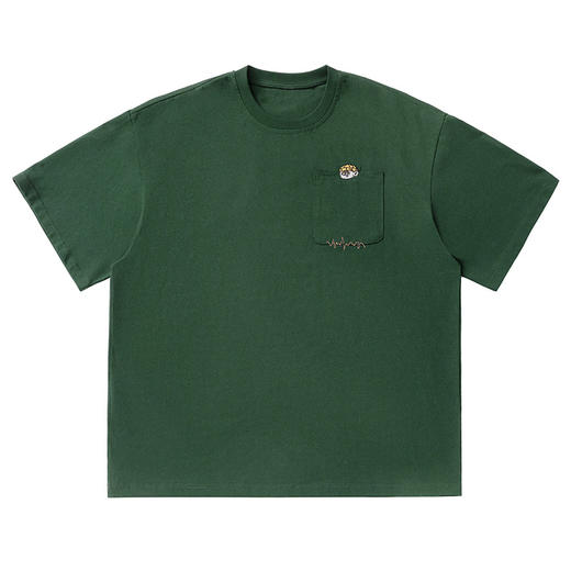 【情侣复古纯棉短袖T恤】男女夏新款口袋刺绣设计宽松圆领体恤衫 商品图6