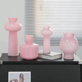 SY简约现代粉色云塔琉璃花瓶网红感客厅餐桌芍药插花摆件