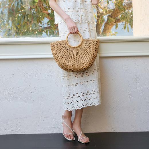 玳莎镂空绣花半身裙2025年夏季新款优雅气质百搭中长款松紧腰裙子  FB34306 商品图1