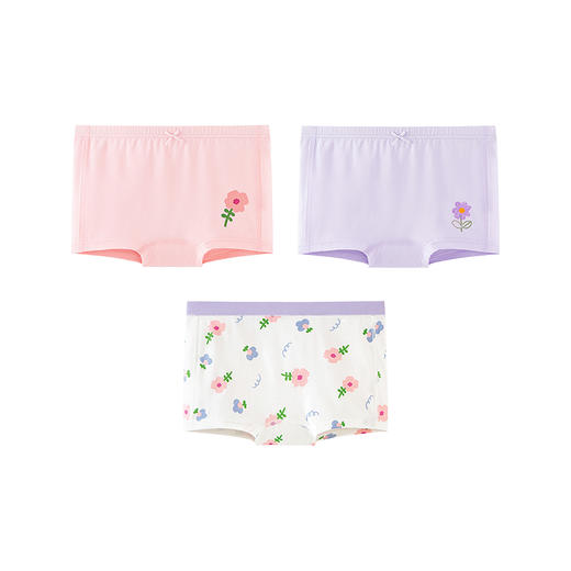 迷你巴拉儿童内裤女童吸湿速干宝宝印花平角内裤不夹PP 3条装 商品图4