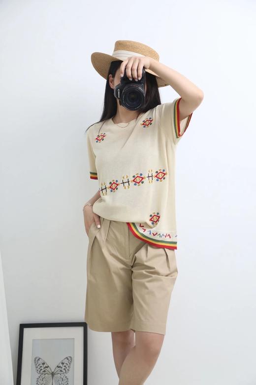 LPIUTY品牌直发！老钱风精致刺绣短袖 C067810 商品图1