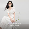 【专属特价】熙世界纯棉白色连衣裙女夏装新款法式浪漫刺绣方领荷叶边初恋长裙 商品缩略图1