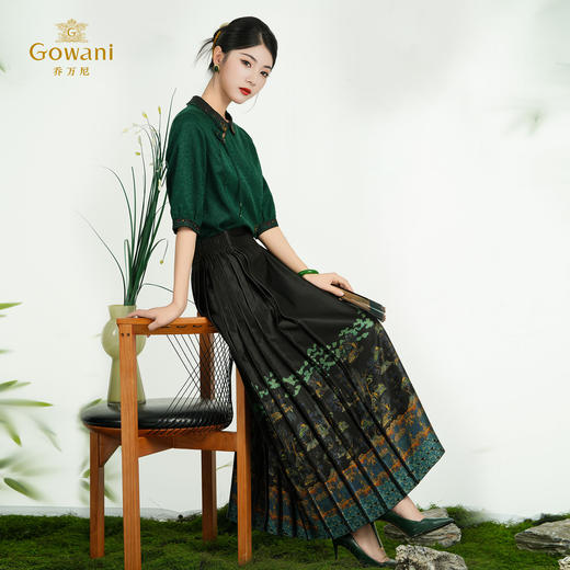 【劲松海浪图】【香云纱】乔万尼新品重磅100%真丝中式马面裙A字半身裙ED2D505 商品图3