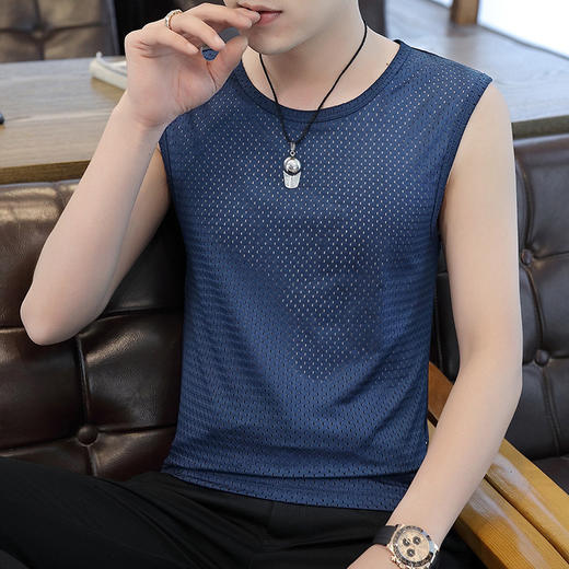 【夏季新款冰丝男士背心】网眼透气坎肩 无痕紧身运动无袖马甲男 父亲节 商品图8