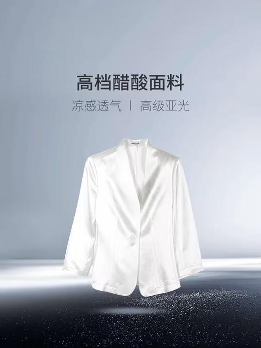 光泽感醋酸西装 米思阳2026春夏新款时尚通勤修身一粒扣七分袖外套女1019 商品图7