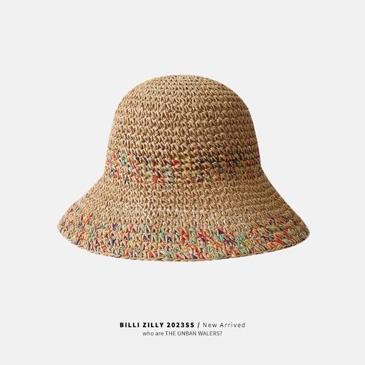 【夏日氛围拉菲草帽]】草编渔夫帽，透气韩版显脸小水桶帽，帽围可调节舒适透气，有网眼透气孔大帽檐遮阳防晒海边草帽子QQ 商品图2