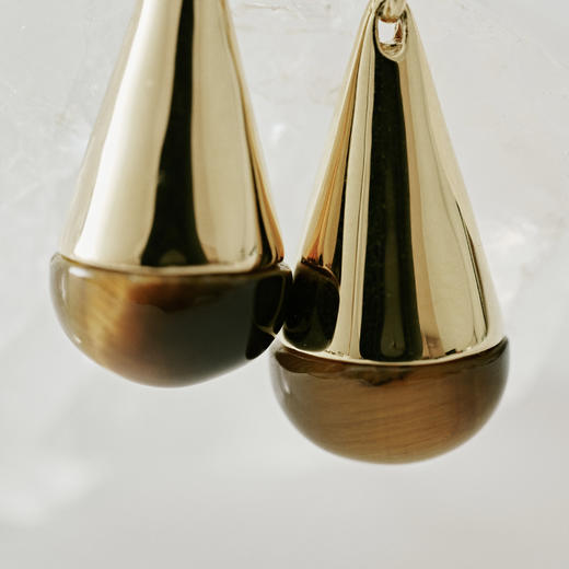 含晖·水滴系列耳坠 18K镀金-天然虎眼石 商品图6