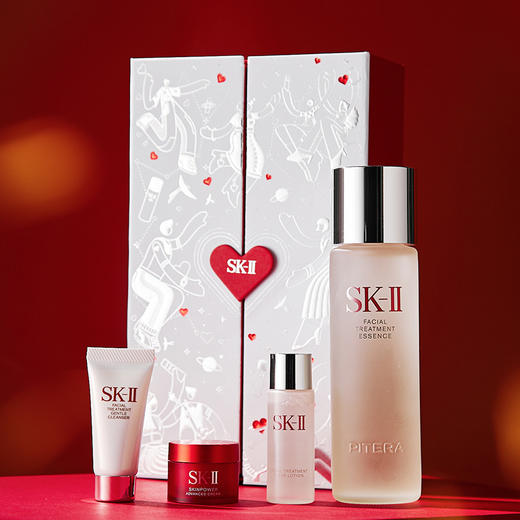 【女神狂欢嗨购】【一般贸易】【送礼袋 618限定晶透四件套礼盒 】SK-II限定心动魔方礼盒神仙水230ml神仙水30ml大红瓶面霜15g（滋润）SKII洁面20g【套盒款式随机】 商品图1