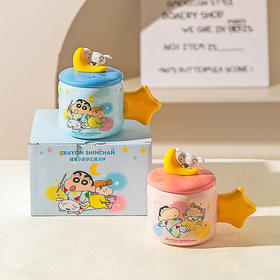 摩登主妇蜡笔小新陶瓷马克杯伴手礼杯子家用带盖水杯早餐杯咖啡杯