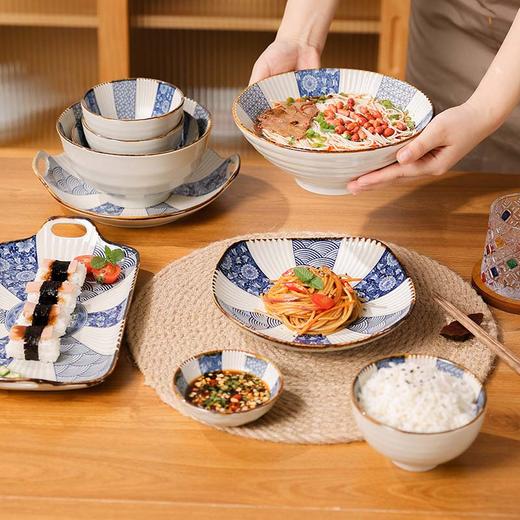 【隔离青花餐盘】日式和风青花陶瓷釉下彩餐盘子家用餐具复古风长方盘鱼盘陶瓷盘 商品图3