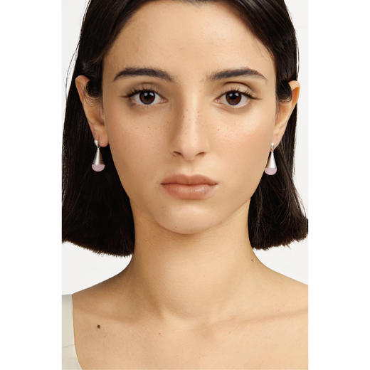 含晖·水滴系列耳坠 磨砂银-粉晶 商品图8