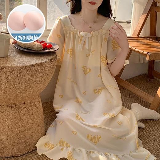 【每一天都是元气满满的少女】带胸垫睡裙夏季甜美公主风薄款云朵棉短袖少女睡衣裙家居服可外穿。ry 商品图2