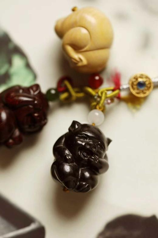 三不猪°黄杨木|紫檀|紫光檀挂件 商品图5