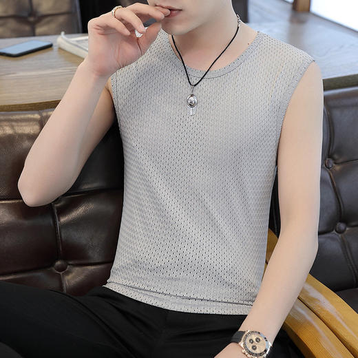 【夏季新款冰丝男士背心】网眼透气坎肩 无痕紧身运动无袖马甲男 父亲节 商品图9