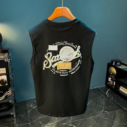 【无袖背心男士】夏季潮牌健身运动坎肩衣服 棉打底男装白色短袖t恤 父亲节   商品图5