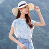 玳莎圆领印花真丝T恤女2025年夏季新款宽松拼接设计双绉短袖上衣  FB32110 商品缩略图1