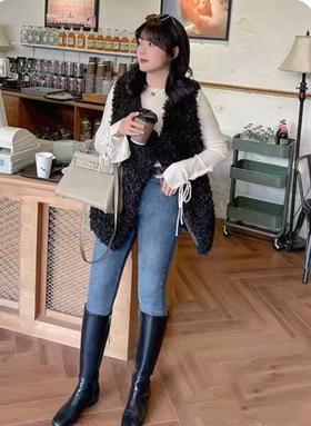 【诗铭洛可】W393卷毛马甲仿羊羔毛宽松马甲B20-2