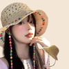 【泫雅风❗大帽檐防晒渔夫帽】夏季彩色木珠草帽，简约百搭，细腻做工，防晒力UP，镂空大帽檐遮阳防晒帽可折叠渔夫帽子潮QQ 商品缩略图3