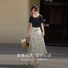 【专属特价】熙世界度假风短袖T恤拼接碎花连衣裙女夏季设计感假两件收腰裙子 商品缩略图2