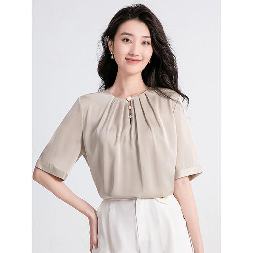 「高货oyg」全新升级【铂金会员339/天猫459/差价120】(05716)洛诗琳法式气质真丝衬衫2025年新款桑蚕丝宽松显瘦上衣 商品图2