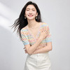 熙世界多巴胺彩虹条纹针织开衫女短袖2025年新款夏季镂空短款上衣 商品缩略图3