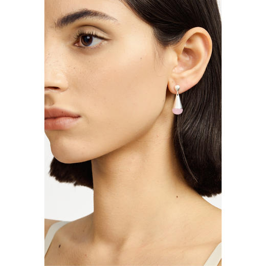 含晖·水滴系列耳坠 磨砂银-粉晶 商品图3