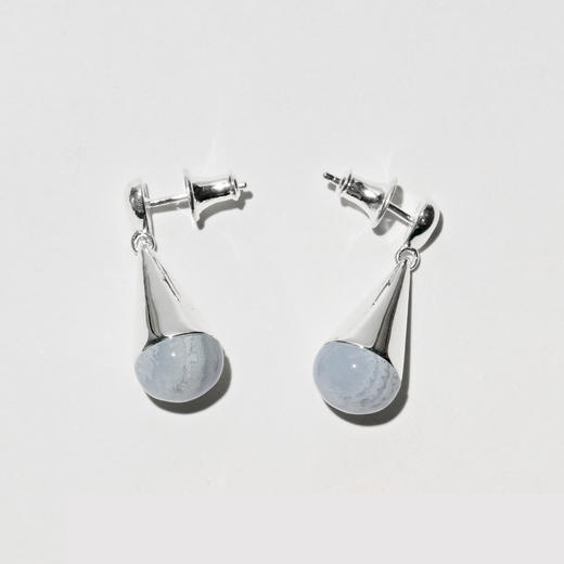 含晖·水滴系列耳坠 亮面银-天然蓝玛瑙 商品图7