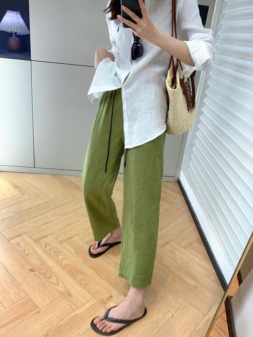 老钱风亚麻萝卜裤薄款九分直筒休闲百搭裤 商品图3