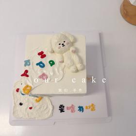 方形躺平小狗卡通小动物蛋糕-低糖处理无添加