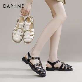 【店主专享限量福利款】达芙妮夏季百搭编制包头罗马凉鞋3023303014
