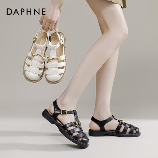 【店主专享限量福利款】达芙妮夏季百搭编制包头罗马凉鞋3023303014 商品图0