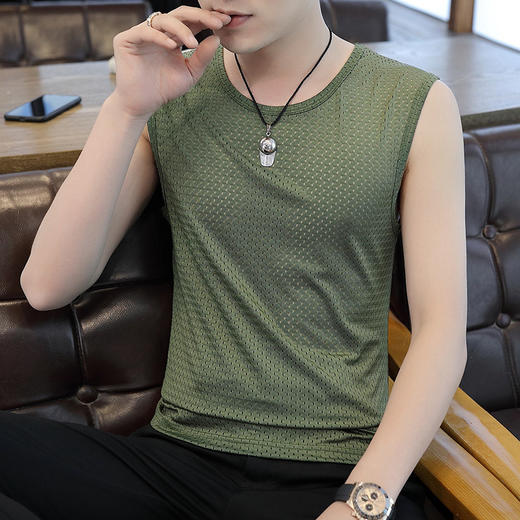 【夏季新款冰丝男士背心】网眼透气坎肩 无痕紧身运动无袖马甲男 父亲节 商品图6
