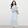【周末秒杀】熙世界2025夏日出游穿搭套装女法式度假短袖T恤碎花半身裙两件套 商品缩略图4
