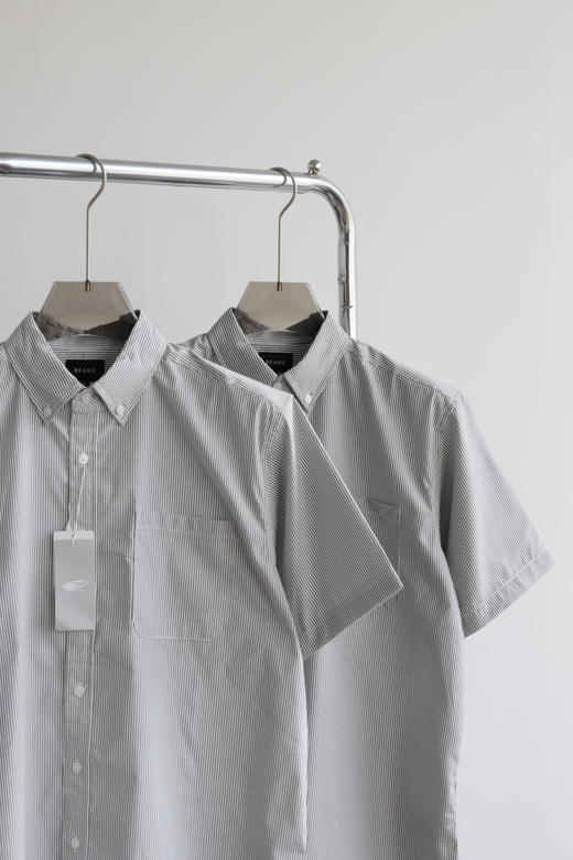 短袖衬衫~！市面醉好 BMS 宽松日系重磅条纹口袋衬衣 TX526 商品图3