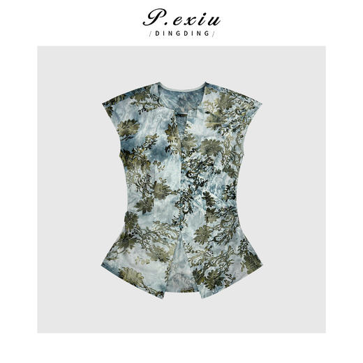 新中式国风印花单排扣衬衫 M8912 商品图0