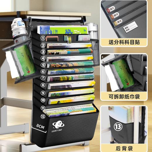 【学习桌秒变收纳神器✨】挂书袋重磅来袭！防滑加厚+超大容量，科目分类贴&纸巾袋全配齐，学生党必备🔥多功能大容量加厚桌边袋 防滑高颜值收纳袋 商品图8