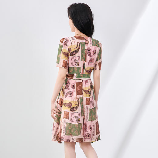 「高货wl」全新升级【铂金会员321/天猫429/差价108】(41302)洛诗琳艺术感减龄印花连衣裙2025夏季法式大摆A字系带裙子 商品图1