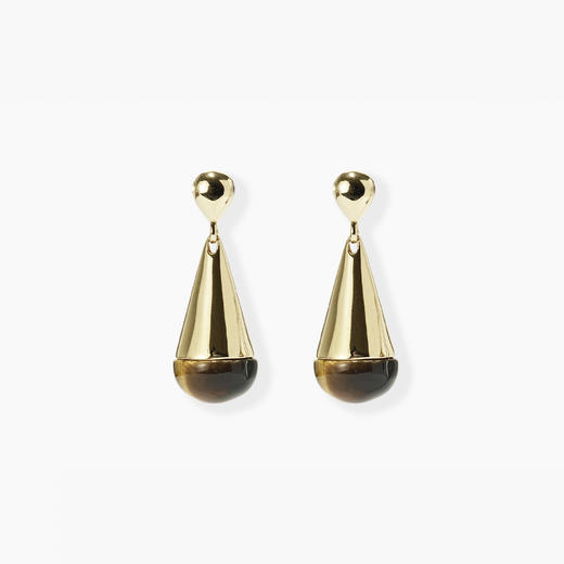 含晖·水滴系列耳坠 18K镀金-天然虎眼石 商品图1