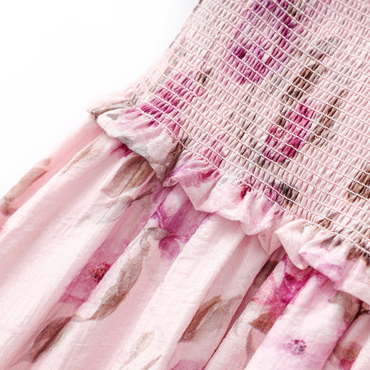 「高货wl」全新升级【铂金会员385/天猫519/差价134】(00923)洛诗琳优雅气质碎花裙2025夏季新款收腰银丝雪纺印花裙 商品图2