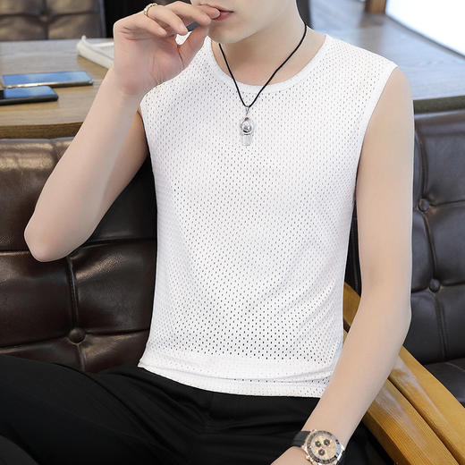 【夏季新款冰丝男士背心】网眼透气坎肩 无痕紧身运动无袖马甲男 父亲节 商品图5