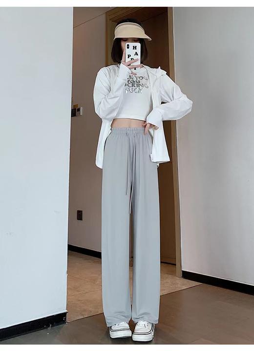 【元气爆炸！不挑身材】严选窄版冰丝防晒裤女夏季薄款高腰垂感阔腿裤显瘦直筒裤休闲长裤。ry 商品图7