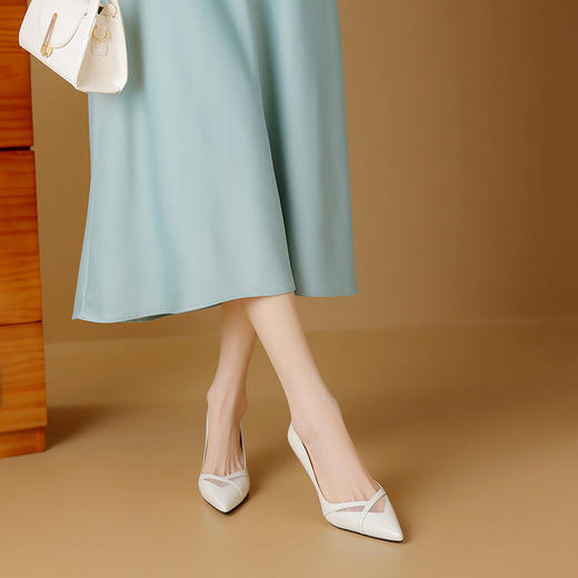 【预售5天】气质高跟鞋细跟尖头，米白色职业工作通勤单鞋HY&M815-1 商品图2
