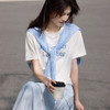 【五折购】熙世界搭配勾花披肩短袖t恤女设计感夏季新款时尚珠片绣体恤上衣 商品缩略图3
