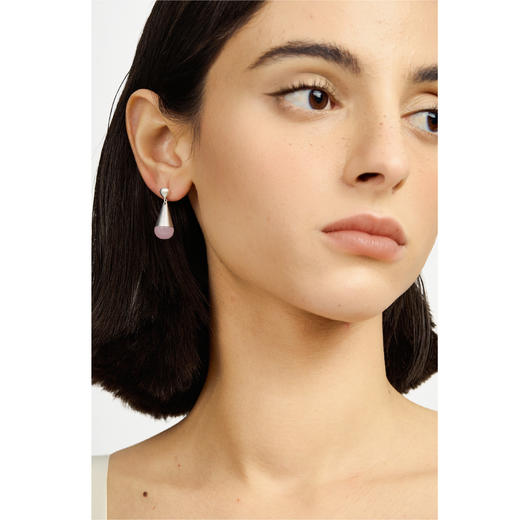 含晖·水滴系列耳坠 磨砂银-粉晶 商品图6