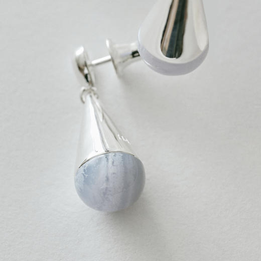 含晖·水滴系列耳坠 亮面银-天然蓝玛瑙 商品图4